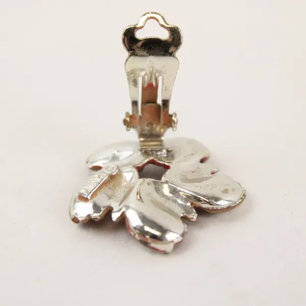 Vintage RSK Flower Design Rhinestone Clip-On Earrings