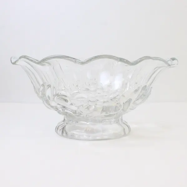 Vintage Cut Crystal Footed Fruit Bowl Scalloped Edge Collectible