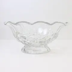 Vintage Cut Crystal Footed Fruit Bowl Scalloped Edge Collectible