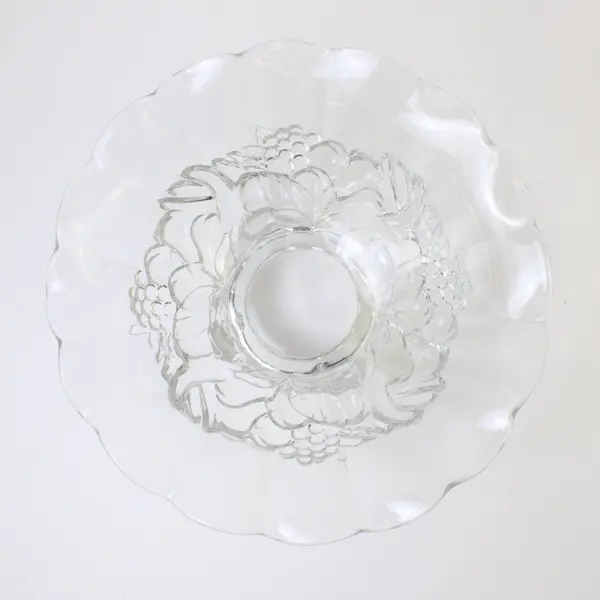 Vintage Cut Crystal Footed Fruit Bowl Scalloped Edge Collectible