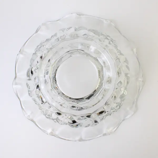 Vintage Cut Crystal Footed Fruit Bowl Scalloped Edge Collectible