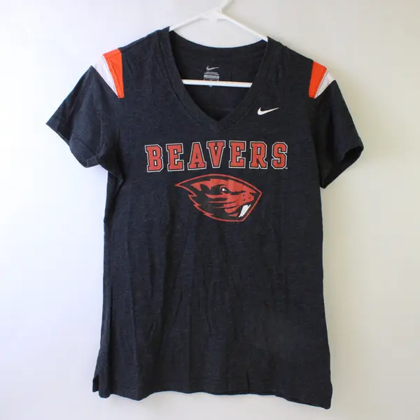 Nike OSU Beavers Printed Short Sleeve T-Shirt Women's Size M Gray Orange White