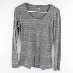 32 Degree Heat Gray/White Snowflake Pattern Long Sleeve Top Women's Size M