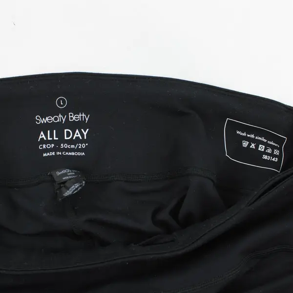 Sweaty Betty Solid Black Color All Day Crop Legging Activewear Women's Size L