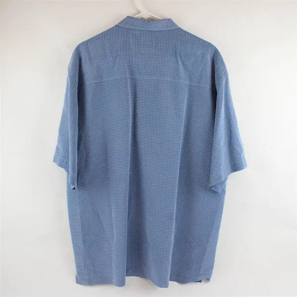 Pineapple Collection Blue Grid Pattern Short-Sleeve Button-Up Men's Large