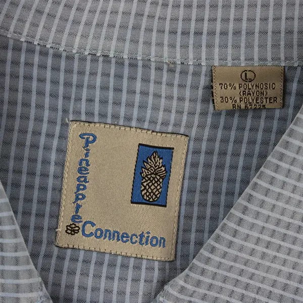 Pineapple Collection Blue Grid Pattern Short-Sleeve Button-Up Men's Large