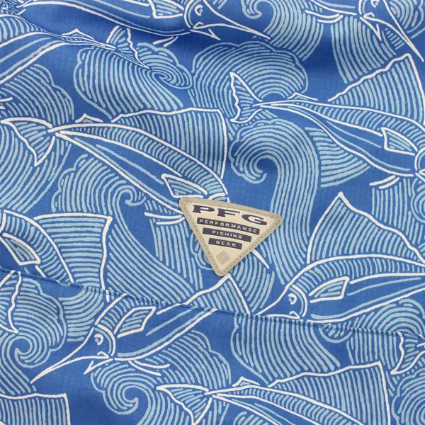 Columbia Blue Swordfish Marlin Print Short-Sleeved Button-Down Men's Large