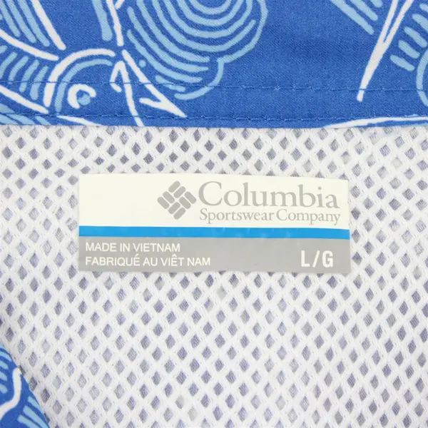 Columbia Blue Swordfish Marlin Print Short-Sleeved Button-Down Men's Large