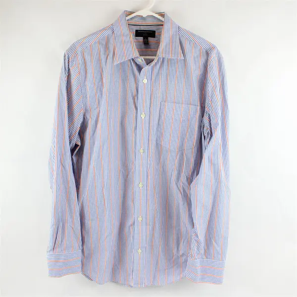 Banana Republic Blue Orange and White Striped Button-Up Men's Large 16-16.5