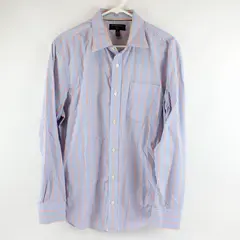 Banana Republic Blue Orange and White Striped Button-Up Men's Large 16-16.5