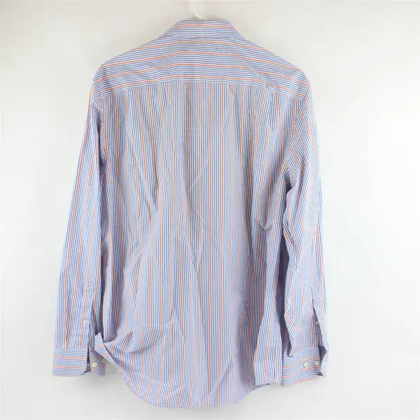 Banana Republic Blue Orange and White Striped Button-Up Men's Large 16-16.5
