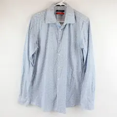 Saks Fifth Avenue Blue & White Floral Pattern Button-Up Men's Size 16 34/35