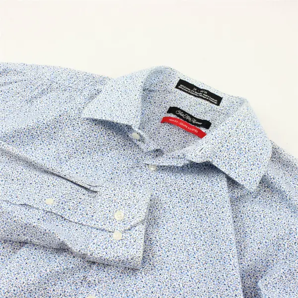 Saks Fifth Avenue Blue & White Floral Pattern Button-Up Men's Size 16 34/35