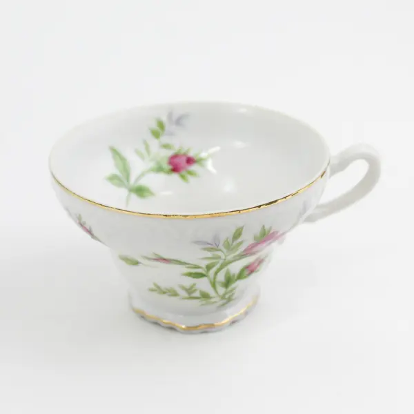 Set Of 4 Ucagco Ceramic Moss Rose snack plates And Cups Japan 