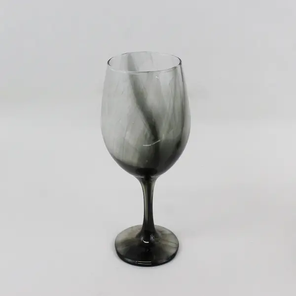 Set of 5 Libbey Smoky Gray Swirl Wine Glasses 9"