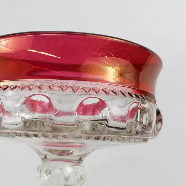 Vintage Tiffin Franciscan King's Crown Cranberry Flashed Candy Dish No Lid