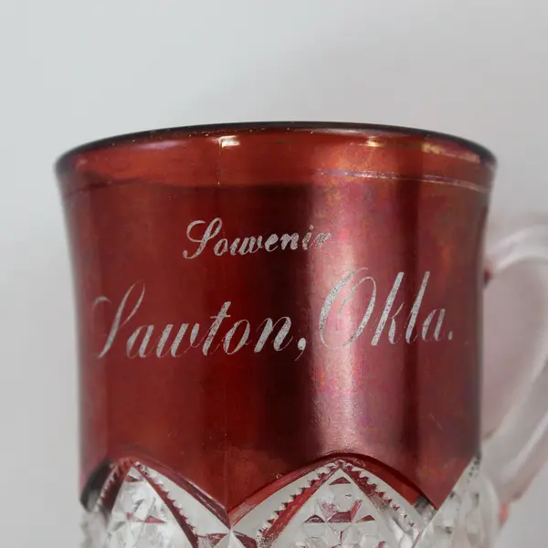 Duncan Miller Button Arches Ruby Flashed Souvenir Mug Stanton Oklahoma