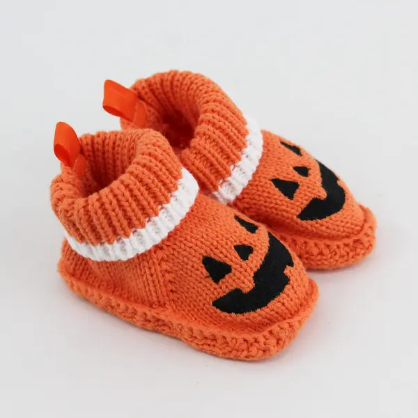 Child of Mine by Carter's Newborn Pumpkin Face Halloween Slipper Socks Orange