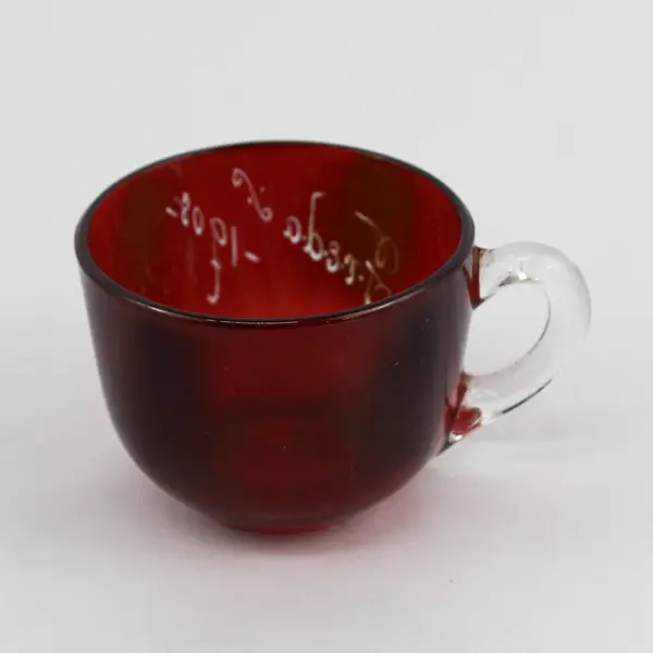 Ruby Red Flash Cup With A Name And Date Of 1908