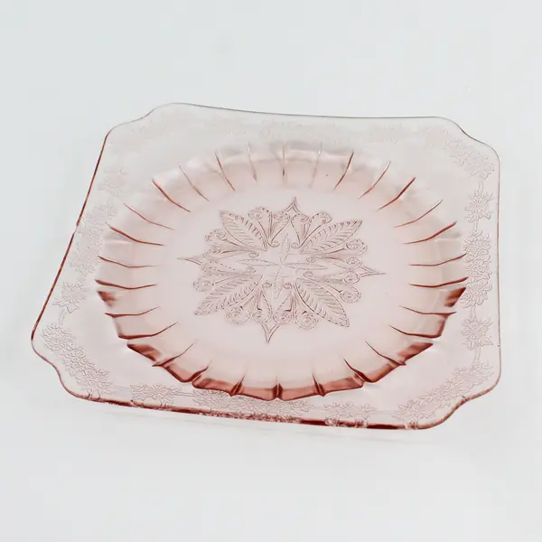 Vintage Jeannette Adam Pink Square Salad Plate 7.5"