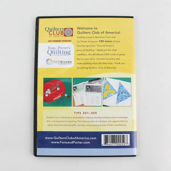 100 Expert Quilting Tips Vol 3 (Tips 201-300) DVD Quilters Club Of America