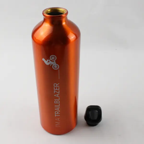 Lot of 2 Stainless Steel Twist Top Water Bottles Silver & Orange