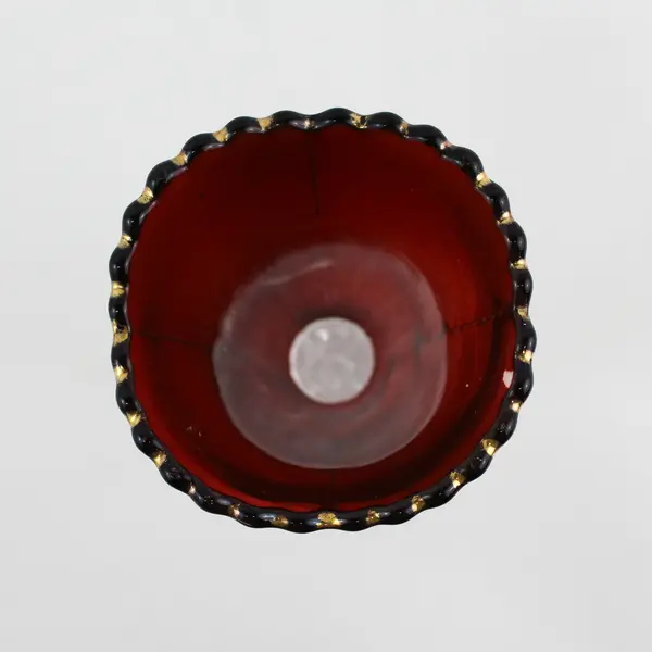 Souvenir Ruby Flashed Glass Vase  Beaded Rim 6.5" tall