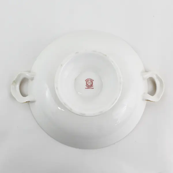 Hand Painted Noritake Gold Trim Handled Phoenix Koi Bowl