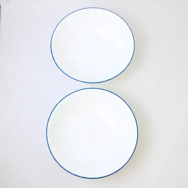 Lot Of 2 Corning Blue Velvet (Corelle) Pattern Round Soup Bowls 8.75" Diameter