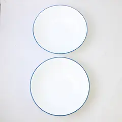 Lot Of 2 Corning Blue Velvet (Corelle) Pattern Round Soup Bowls 8.75" Diameter