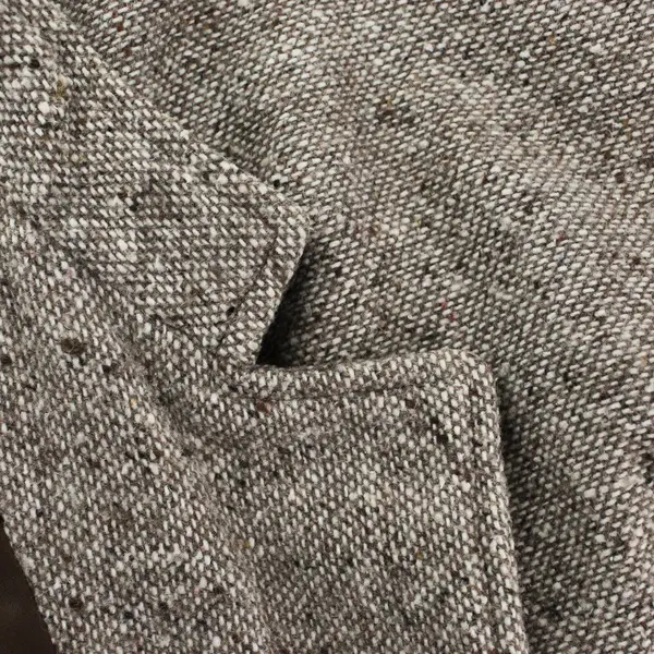 Vintage Unbranded Women's XL Brown Herringbone Wool Blend Open Front Jacket
