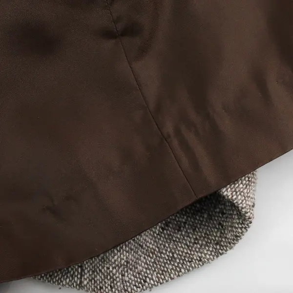 Vintage Unbranded Women's XL Brown Herringbone Wool Blend Open Front Jacket