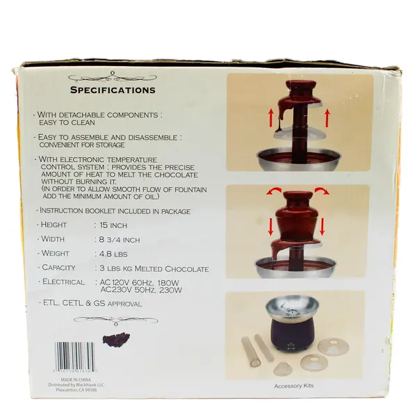 Blackhawk Chocolate Fountain Set With 4 Fondue Forks Model #UE40029