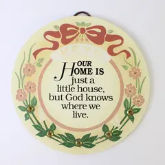 Vintage Wood Wall Hanging Key Plaque Floral Design Inscription Home Decor