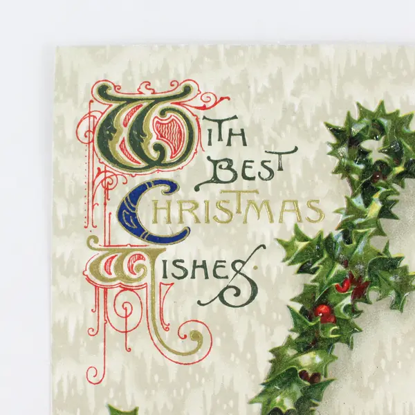 1911 With Best Christmas Wishes Anchor Of Holly John Winsch Embossed Postcard