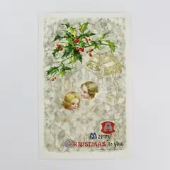 1910 A Merry Christmas To You John Winsch Embossed Postcard Holly Bells Cherubs 