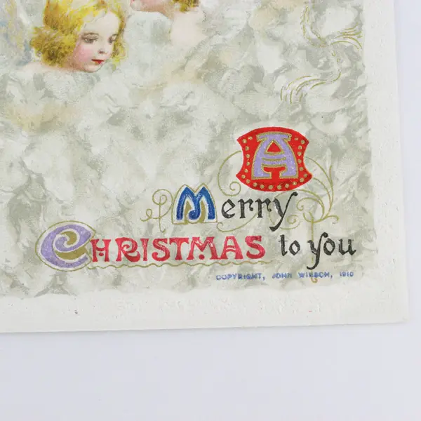 1910 A Merry Christmas To You John Winsch Embossed Postcard Holly Bells Cherubs 