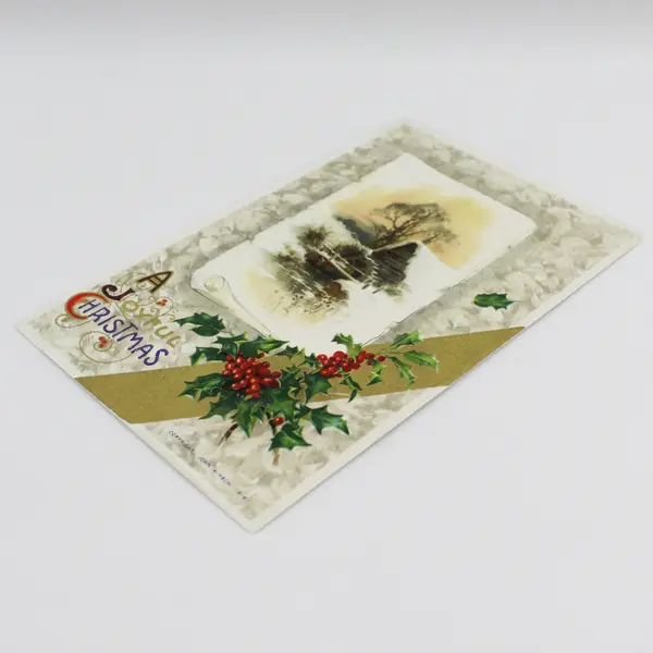 1910 A Joyful Christmas Snowy Mill Scene John Winsch Embossed Postcard Holly