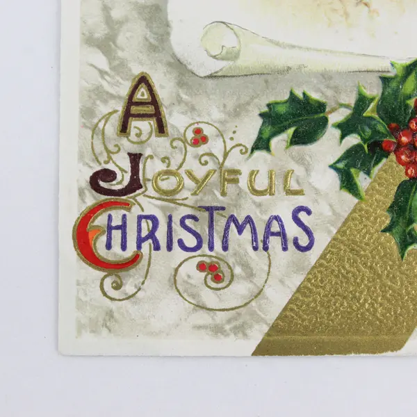1910 A Joyful Christmas Snowy Mill Scene John Winsch Embossed Postcard Holly