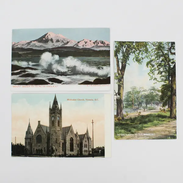 Lot Of 3 Victoria BC Canada Postcards Methodist Church Beacon Hill Park Mt Baker