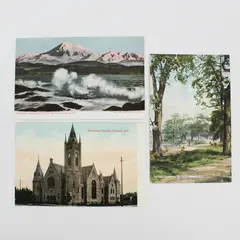Lot Of 3 Victoria BC Canada Postcards Methodist Church Beacon Hill Park Mt Baker