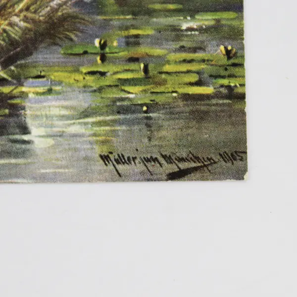 Vintage 1905 M. Muller Mountain Lake Landscape Painting Art Postcard 