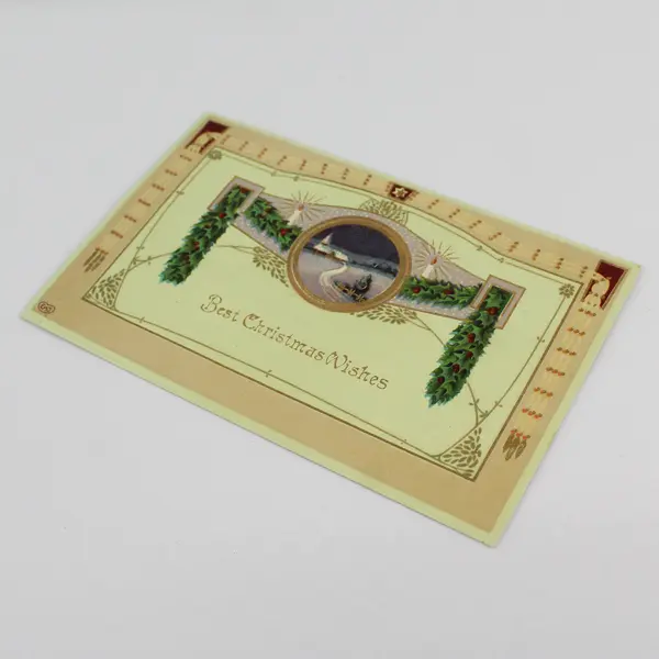 Vintage Best Christmas Wishes Embossed Greeting Cards Postcard