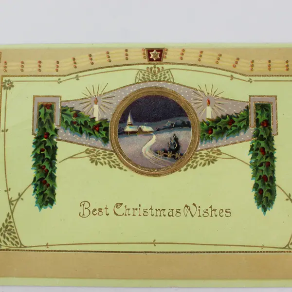 Vintage Best Christmas Wishes Embossed Greeting Cards Postcard