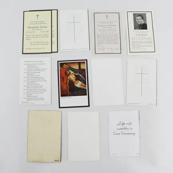 Lot of 12 German Funeral Memorial Holy Cards 1940s-1990s Berhausen