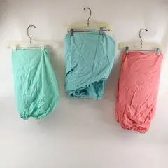 Lot Of 3 Unbranded Solid Color Crib Size Fitted Sheets (Pink, Blue & Green)