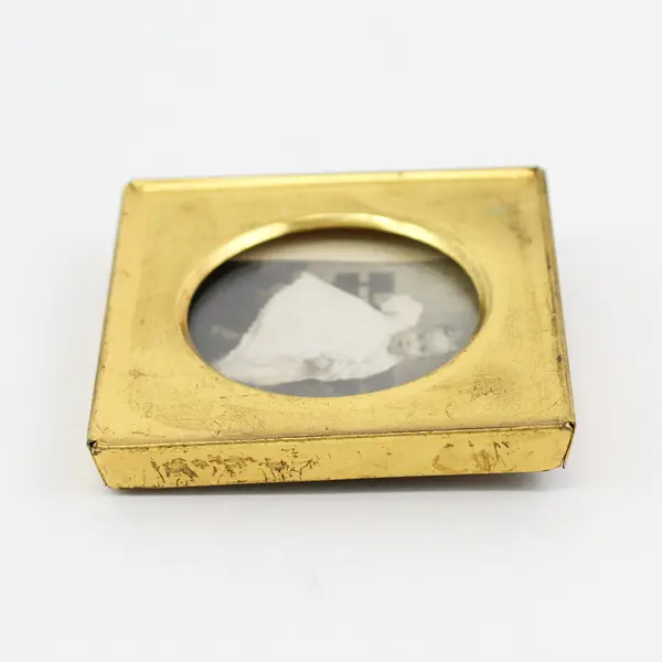 Vintage Brass Framed Baby Child Round Photograph 2.5x2.5