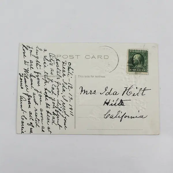 Vintage 1911 Christmas Embossed Greeting Card Holly Bells Postcard P Sander