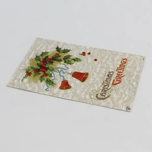 Vintage 1911 Christmas Embossed Greeting Card Holly Bells Postcard P Sander