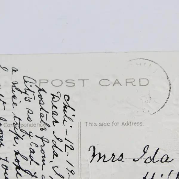 Vintage 1911 Christmas Embossed Greeting Card Holly Bells Postcard P Sander